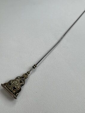 Antique Art Nouveau Hat Pin 11” Gold Tone Ornate Openwork c.1905-1915